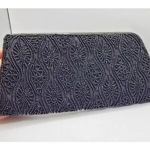Vintage Moyna Black Beaded Eyeball Design Clutch Bag